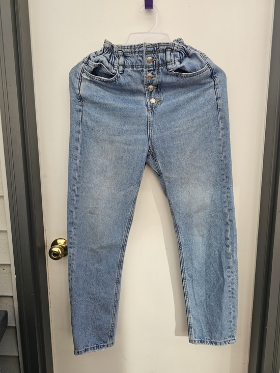 Zara Denim - Zara Light Blue High-Rise Paperbag Waist Jeans